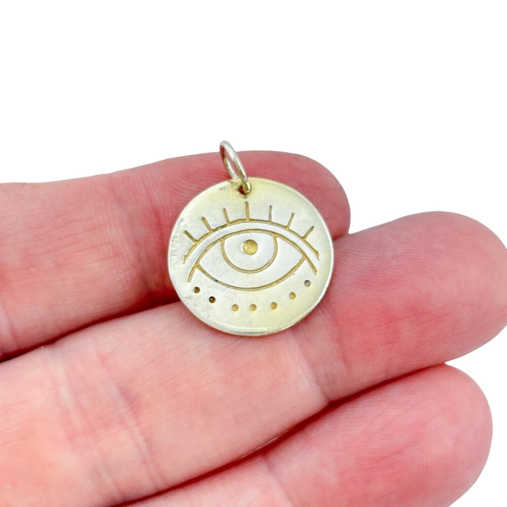 Vintage Sterling Silver 925 Gold-Tone Evil Eye Pendant